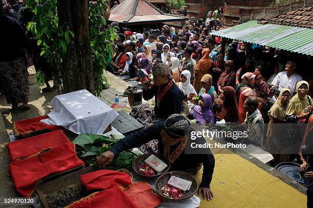 Some courtiers of Yogyakarta Palace held procession &quot;nguras enceh&quot; at cemetery of the kings of Mataram, Yogyakarta, Indonesia, on November...