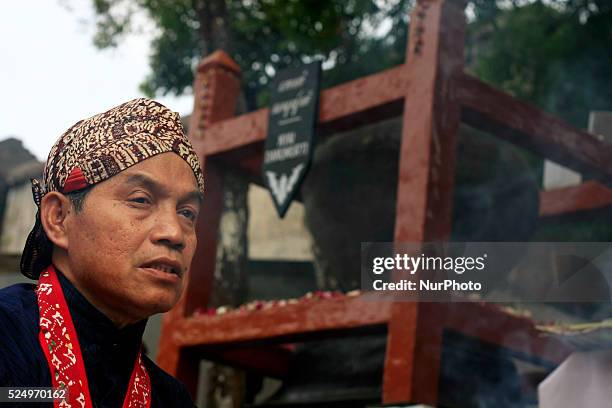 Some courtiers of Yogyakarta Palace held procession &quot;nguras enceh&quot; at cemetery of the kings of Mataram, Yogyakarta, Indonesia, on November...