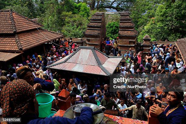 Some courtiers of Yogyakarta Palace held procession &quot;nguras enceh&quot; at cemetery of the kings of Mataram, Yogyakarta, Indonesia, on November...