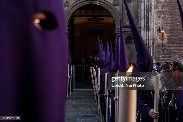 Brotherhood called "El Valle" during its parade to Cathedral on Holy Thursday in Seville. Seville, Spain, 2 april, 2015