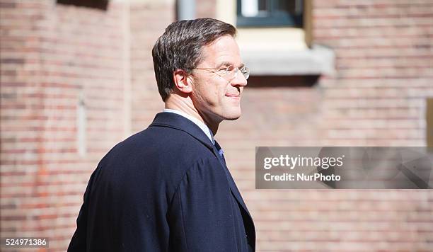 Prime Minister Mark Rutte is seen after the weekly meeting with his ministers on 2nd April 2015 in The Hague.