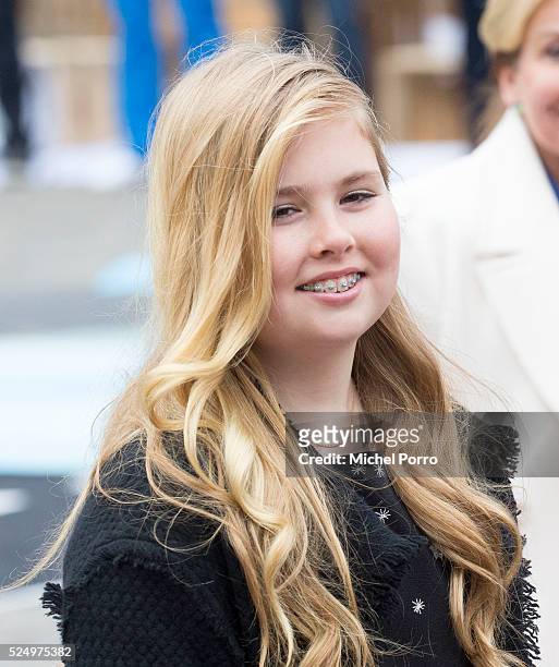 Crown Princess Catharina-Amalia of The Netherlands attends celebrations marking the King's 49th birthday on King's Day on April 27, 2016 in Zwolle,...