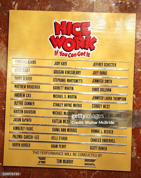 Blythe Danner Returns to Broadway: Cast Board.during the Curtain Call for 'Nice Work If You Can Get It' at the Imperial Theatre in New York City on...