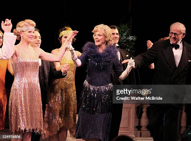 Blythe Danner Returns to Broadway: Kelli O'Hara, Blythe Danner, Terry Beaver.during the Curtain Call for 'Nice Work If You Can Get It' at the...