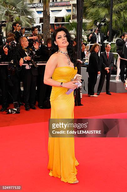 Lebanese singer Haifa Wehbe at the premiere of "Le Silence de Lorna" during the 61st Cannes Film Festival.