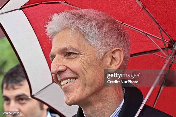 The Italian Ministry of Culture, Massimo Bray, during the visit on the historic center of L'Aquila, Italy on 5 May 2013. On April 6, 2013 a strong...