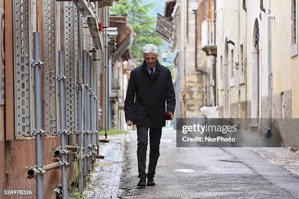 The Italian Ministry of Culture, Massimo Bray, during the visit on the historic center of L'Aquila, Italy on 5 May 2013. On April 6, 2013 a strong...