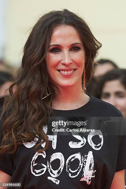 Spanish singer Malu attends "Malu: Ni Un Paso Atras" photocall at the Cervantes Theater on April 27, 2016 in Malaga, Spain.