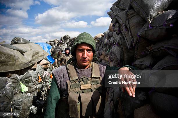 Members of the Kurdish Peshmerga forces, PKK and YPG fighting for retaking the Sinjar City from ISIS, on March 23, 2015.