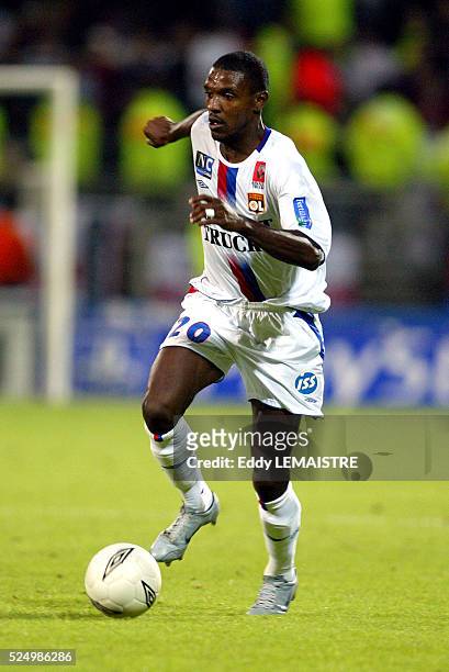 French L1 Championship Soccer, season 2004-2005. Lyon vs Bastia. Eric Abidal .