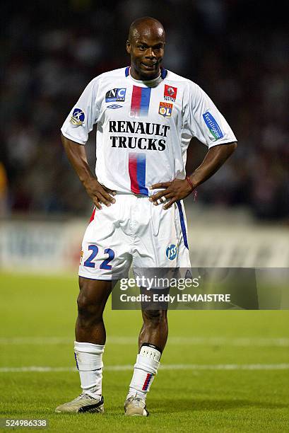 French L1 Championship Soccer, season 2004-2005. Lyon vs Bastia. Sylvain Wiltord .