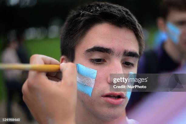 June. Argentina supporters before the match between Argentina and Nigeria, for the group F of the Fifa World Cup 2014, played at the Beira Rio...