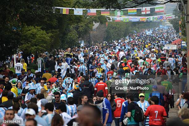 June. Argentina supporters before the match between Argentina and Nigeria, for the group F of the Fifa World Cup 2014, played at the Beira Rio...