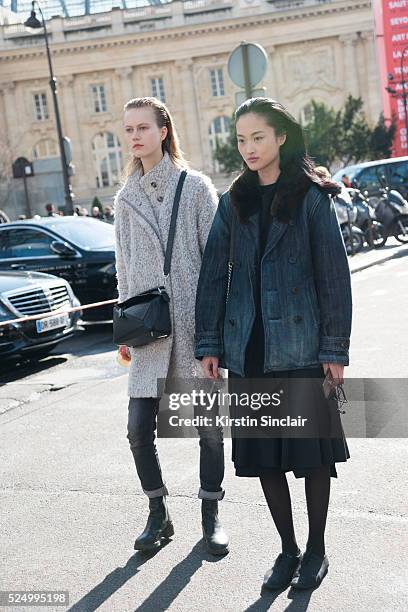 Models on day 7 during Paris Fashion Week Autumn/Winter 2016/17 on March 7, 2016 in Paris, France. Models