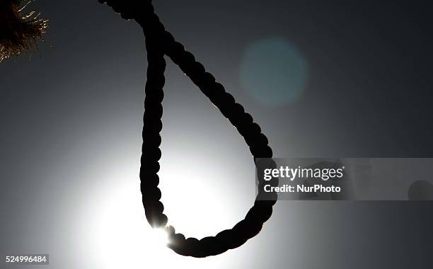 Afghan police take positions by nooses prepared to execute men at Pul-e-Charkhi prison in Kabul,Afghan police take positions by nooses prepared to...