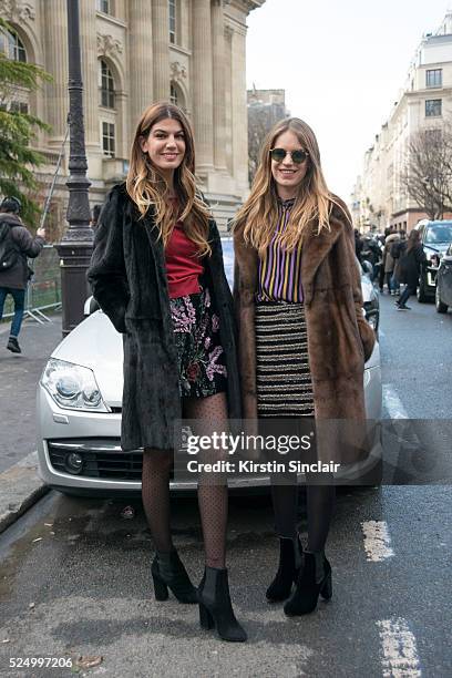 Model Bianca Brandolini with Jewellery Designer Eugenie Niarchos on day 7 during Paris Fashion Week Autumn/Winter 2016/17 on March 7, 2016 in Paris,...