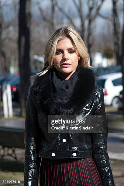 Fashion Blogger Lala Rudge wears Courreges jacket, Balmain trousers on day 7 during Paris Fashion Week Autumn/Winter 2016/17 on March 7, 2016 in...