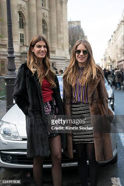 Model Bianca Brandolini with Jewellery Designer Eugenie Niarchos on day 7 during Paris Fashion Week Autumn/Winter 2016/17 on March 7, 2016 in Paris,...