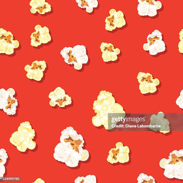 seamless popcorn background pattern - popcorn stock illustrations
