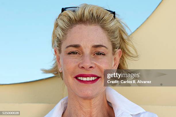 Spanish actress Belen Rueda poses for a portrait session at the Malaga Palacio Hotel during the 19th Malaga Film Festival on April 24, 2016 in...