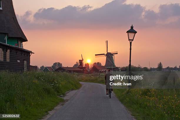 zaanse schans windmills - watermill stock pictures, royalty-free photos & images