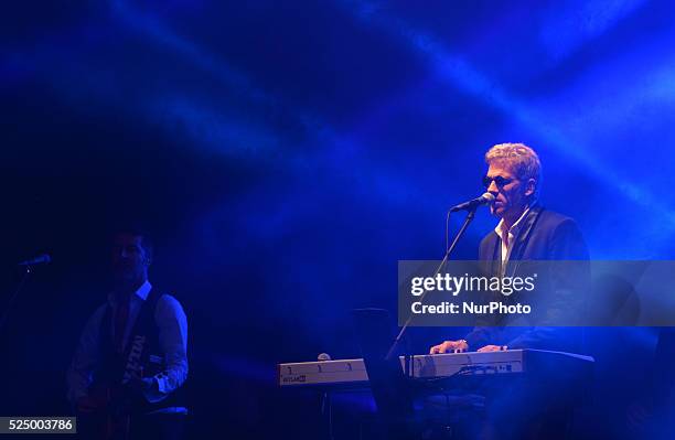 Kare Wanscher Guitarist and Jascha Ricther keyboardist and singer of Danish pop/soft rock band Michael Learns to Rock perform live on stage in...
