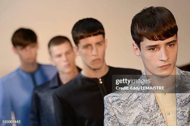 Model presents a creation from the Spring/Summer 2012/2013 Men's collection of Mugler at the Paris Fashion Week, in Paris, France, 27 June 2012. The...