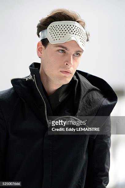 Model presents a creation from the Spring/Summer 2012/2013 Men's collection of Y. Project by French designer Yohan Serfaty at the Paris Fashion Week,...