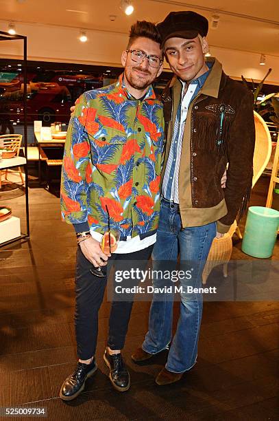 Henry Holland and Kyle De'volle attend the launch of House of Holland's first interior collection with Habitat at Habitat Tottenham Court Road on...