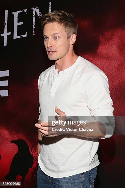 Actor Bradley James attends a press conference to promote the new A&E's new series "Damien" at Four Seasons Hotel on April 27, 2016 in Mexico City,...