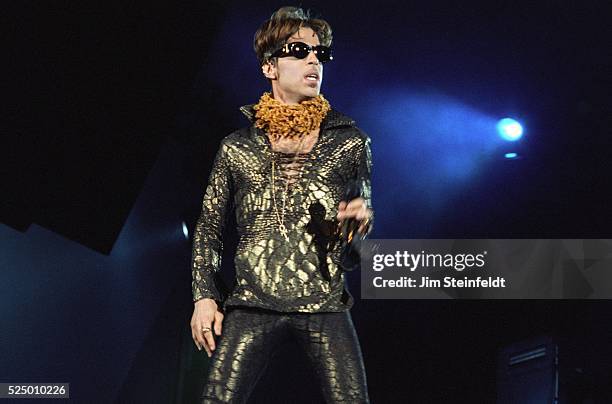 Prince performs at the Hollywood Bowl in Los Angeles, California on October 11, 1997.