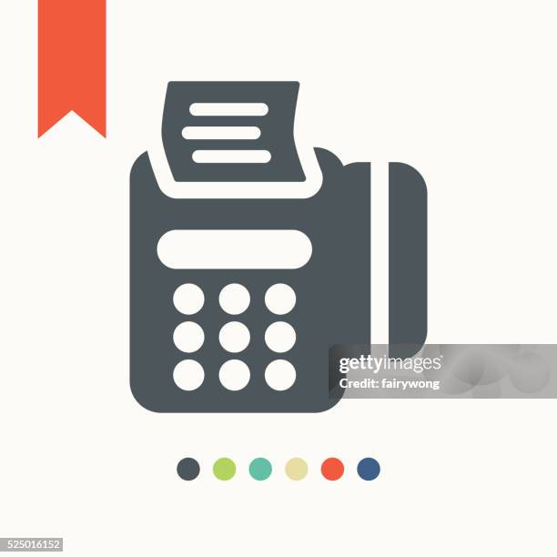 modern pos payment terminal icon - long receipt isolated stock illustrations