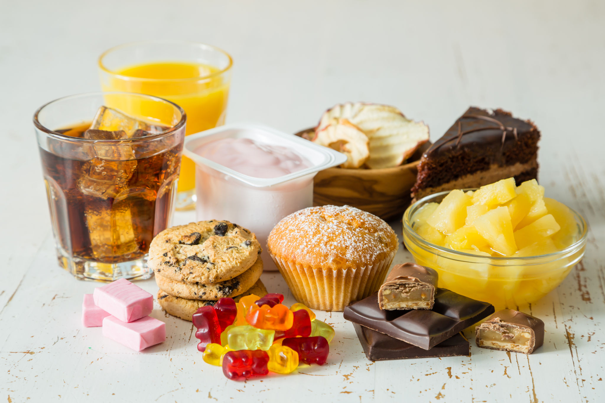 Selection of food high in sugar Selection of food high in sugar