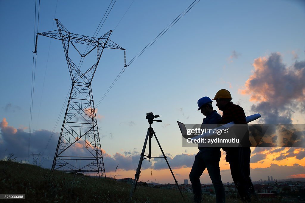 Electrical engineer while working laptopl