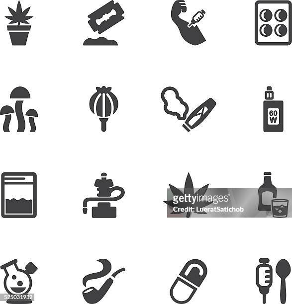 medikament silhouette icons/eps10 - cannabis droge stock-grafiken, -clipart, -cartoons und -symbole