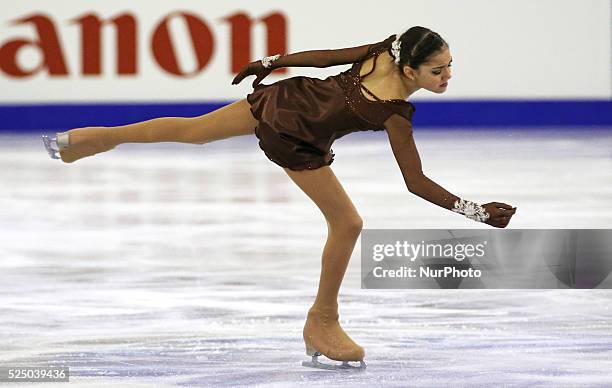 December-BARCELONA SPAIN: Evgenia Medvedeva in the junior ladies free stating ISU Grand Prix in Barcelona, held at the Forum in Barcelona on12...