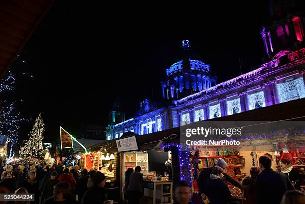 Christmas Market outside Belfast CIty Hall. Belfast, Northern Ireland. Picture by: Artur Widak/NurPhoto