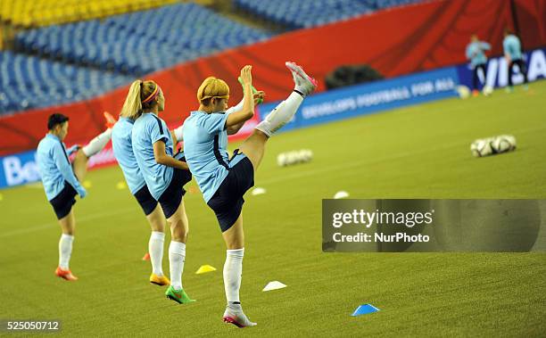 South Korea team during an official training in the FIFA Women' s World Cup 2015 group E at the Olympic Stadium in Montreal QC, June 08, 2015.FIFA...