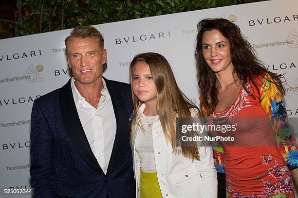 Dolph Lundgren, Greta Lundgren and Jenny Sandersson during the 61st Taormina Film Festival, in Taormina, Sicily Island, Italy, on June 18, 2015.