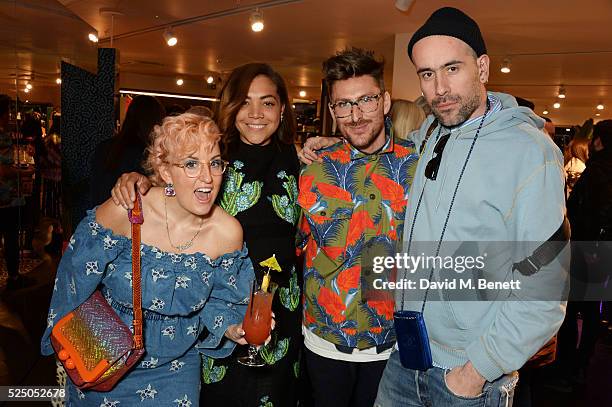 Aimee Phillips, Miquita Oliver, Henry Holland and Richard Sloan attend the launch of House of Holland's first interior collection with Habitat at...