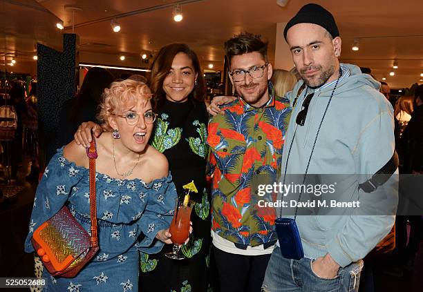 Aimee Phillips, Miquita Oliver, Henry Holland and Richard Sloan attend the launch of House of Holland's first interior collection with Habitat at...