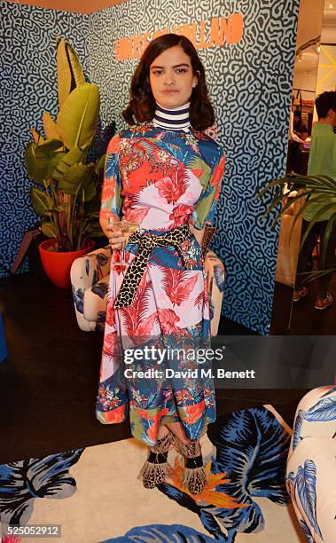 Model Evangeline Ling attends the launch of House of Holland's first interior collection with Habitat at Habitat Tottenham Court Road on April 27,...