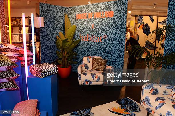 General view of the atmosphere at the launch of House of Holland's first interior collection with Habitat at Habitat Tottenham Court Road on April...