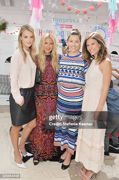 Kelly Sawyer Patricof; Rachel Zoe; Jessica Biel and Norah Weinstein attend Tiny Prints Presents The Baby2Baby Mother's Day Party at AU FUDGE on April...