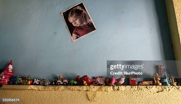 The effects of the destruction of the kids room by the bombing of aircraft against the occupation of the family home Debabeche - the center of Gaza...