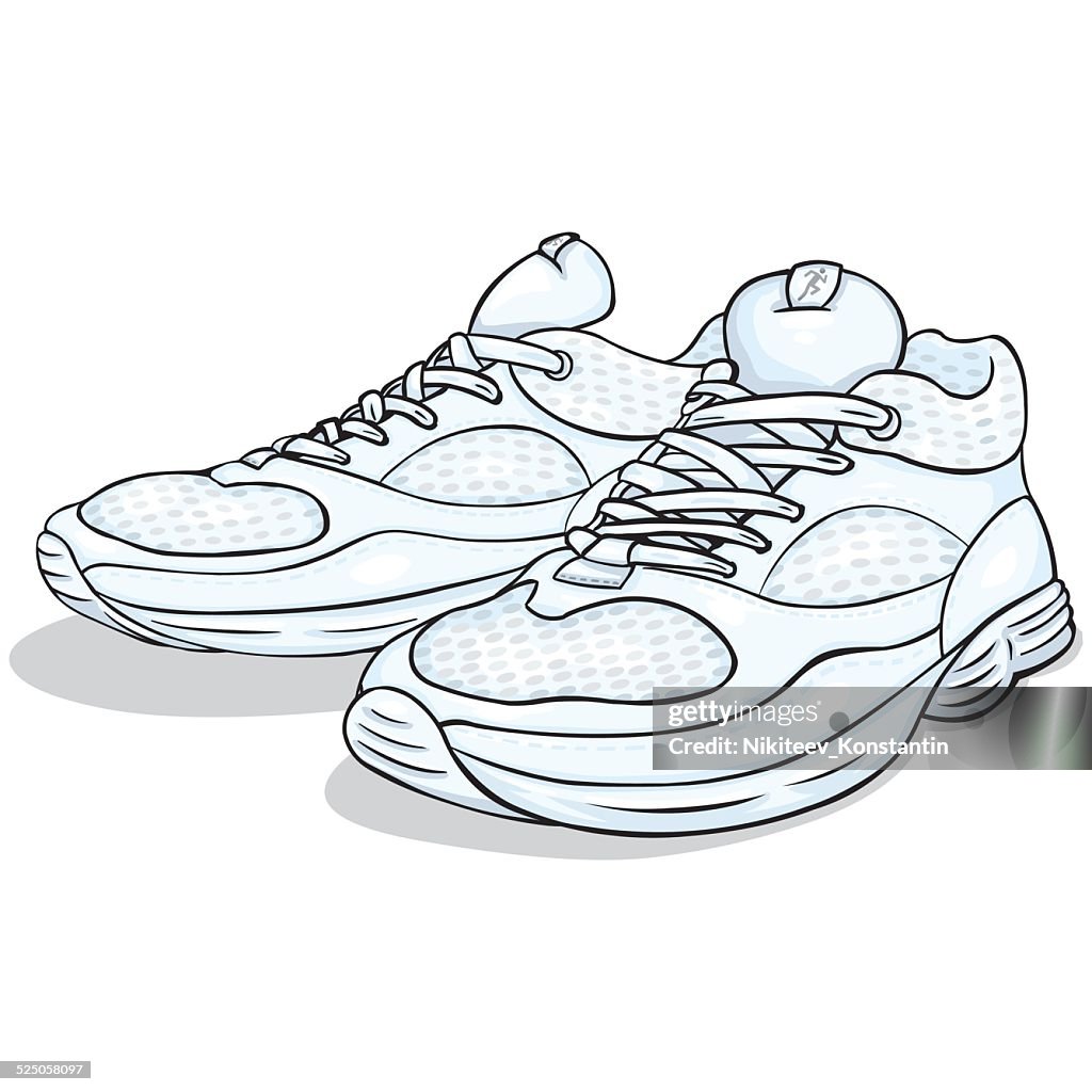 Vector Cartoon White Running Shoes High-Res Vector Graphic - Getty Images