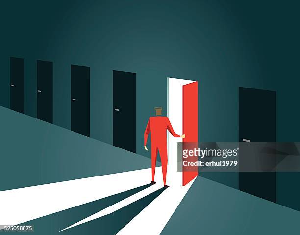 decisions,choice, inspiration, door, doorway, gate, open, opportunity - concepts & topics stock illustrations