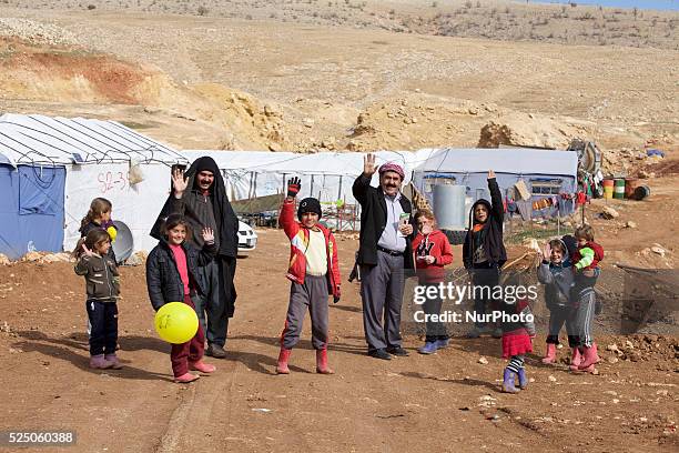 Yazidi IDPs on Mount Sinjar. Fleeing Shingal city when Daesh attacked in August 2014 the internally displaced persons have been stuck on Mount Sinjar...