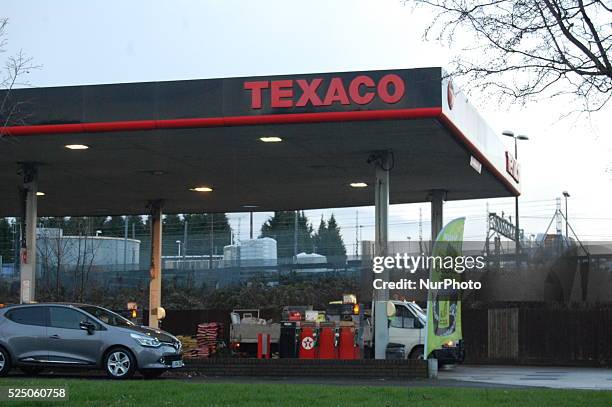 Texaco petrol station in Manchester, trading in unleaded and diesel fuel, for road vehicles on Friday 16th January 2015. Texaco is a multinational...