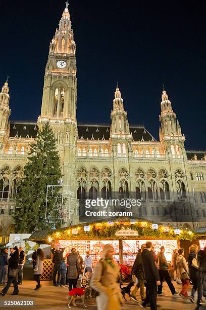 vienna christmas market - vienna town hall stock pictures, royalty-free photos & images